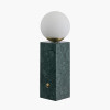 Émile Orb Glass Shade, Brushed Brass Metal and Green Marble Table Lamp