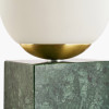 Émile Orb Glass Shade, Brushed Brass Metal and Green Marble Table Lamp