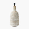 Dambula White Wash Wood Textured Tall Neck Table Lamp Base with Edward 40cm Natural Linen Cylinder Lampshade