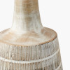 Dambula White Wash Wood Textured Tall Neck Table Lamp Base with Edward 40cm Natural Linen Cylinder Lampshade