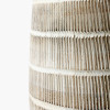 Dambula White Wash Wood Textured Tall Neck Table Lamp Base with Edward 40cm Natural Linen Cylinder Lampshade