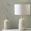 Dambula White Wash Wood Textured Tall Neck Table Lamp Base