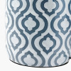 Celia Grey and White Pattern Ceramic Table Lamp Base with Harry 30cm Ivory Poly Cotton Cylinder Drum Lampshade