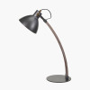 Topsham Wood and Grey Metal Curved Table Task Lamp