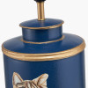 Cat Blue Hand Painted Metal Table Lamp Base with Henry 35cm Mustard Handloom Cylinder Lampshade