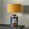 Cat Blue Hand Painted Metal Table Lamp Base