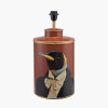 Penguin Tobacco Hand Painted Metal Table Lamp Base with Bow 40cm Tobacco Velvet Cylinder Lampshade