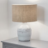 Thalia White Textured Groove Design Stoneware Table Lamp Base