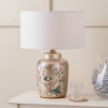 Papillon Butterfly Ceramic Table Lamp Base with Harry 35cm Ivory Poly Cotton Cylinder Drum Lampshade