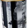 Fenella Black and White Photographic Design Table Lamp Base with Zara 40cm Black Silk Cylinder Drum Lampshade