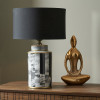 Fenella Black and White Photographic Design Table Lamp Base with Zara 40cm Black Silk Cylinder Drum Lampshade