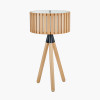 Rabanne Slatted Natural Wood Tripod Table Lamp