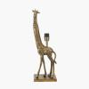 Savanna Antique Brass Metal Giraffe Table Lamp Base with Harry 35cm Ivory Poly Cotton Cylinder Drum Lampshade