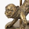 Vervet Antique Brass Metal Monkey Table Lamp Base with Lino 30cm Black Self Lined Linen Drum Lampshade