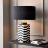 Oskar Black and White Chevron Hand Painted Metal Table Lamp Base