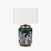 Saskia Forest Green Tall Cheetah Ceramic Table Lamp Base