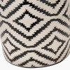 Chirala Black and White Ikat Ceramic Table Lamp Base with Bow 35cm Black Velvet Cylinder Lampshade