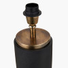 Alnico Black and Brass Metal Textured Table Lamp Base with Harry 35cm Ivory Poly Cotton Cylinder Drum Lampshade