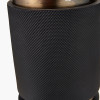 Alnico Black and Brass Metal Textured Table Lamp Base with Harry 35cm Ivory Poly Cotton Cylinder Drum Lampshade