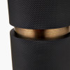 Alnico Black and Brass Metal Textured Table Lamp Base with Harry 35cm Ivory Poly Cotton Cylinder Drum Lampshade