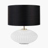 Emilia White Ribbed Glass and Gold Metal Oval Table Lamp Base