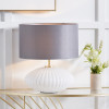 Emilia White Ribbed Glass and Gold Metal Oval Table Lamp Base