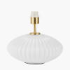 Emilia White Ribbed Glass and Gold Metal Oval Table Lamp Base