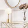 Bella White Ribbed Glass and Gold Metal Squoval Table Lamp