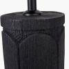 Aurelia Embossed Black Wood Tall Table Lamp Base with Lino 35cm White Self Lined Linen Drum Lampshade