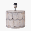 Cezara Embossed Grey Wood Wide Table Lamp Base with Edward 40cm Apricot Linen Cylinder Lampshade