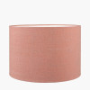 Cezara Embossed Grey Wood Wide Table Lamp Base with Edward 40cm Apricot Linen Cylinder Lampshade