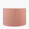 Cezara Embossed Grey Wood Wide Table Lamp Base with Edward 40cm Apricot Linen Cylinder Lampshade