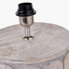 Cezara Embossed Grey Wood Wide Table Lamp Base with Edward 40cm Apricot Linen Cylinder Lampshade