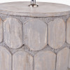 Cezara Embossed Grey Wood Wide Table Lamp Base with Edward 40cm Apricot Linen Cylinder Lampshade