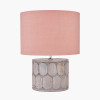 Cezara Embossed Grey Wood Wide Table Lamp Base