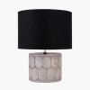 Cezara Embossed Grey Wood Wide Table Lamp Base