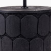 Cezara Embossed Black Wood Wide Table Lamp Base with Lino 40cm White Self Lined Linen Drum Lampshade