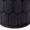 Cezara Embossed Black Wood Wide Table Lamp Base with Lino 40cm White Self Lined Linen Drum Lampshade