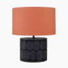 Cezara Embossed Black Wood Wide Table Lamp Base