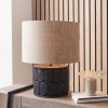 Cezara Embossed Black Wood Wide Table Lamp Base