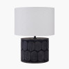 Cezara Embossed Black Wood Wide Table Lamp Base