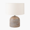 Nelu Grey Engraved Wood Dome Table Lamp Base