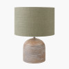 Nelu Grey Engraved Wood Dome Table Lamp Base