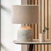 Nelu Grey Engraved Wood Dome Table Lamp Base