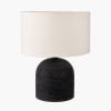 Nelu Black Engraved Wood Dome Table Lamp Base