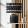 Nelu Black Engraved Wood Dome Table Lamp Base