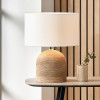 Nelu Natural Engraved Wood Dome Table Lamp Base