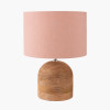 Nelu Natural Engraved Wood Dome Table Lamp Base