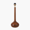 Toma Oiled Wood Tall Neck Table Lamp Base with Edward 35cm Natural Linen Cylinder Lampshade