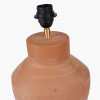 Inna Natural Urn Terracotta Table Lamp Base with Henry 35cm White Handloom Cylinder Lampshade